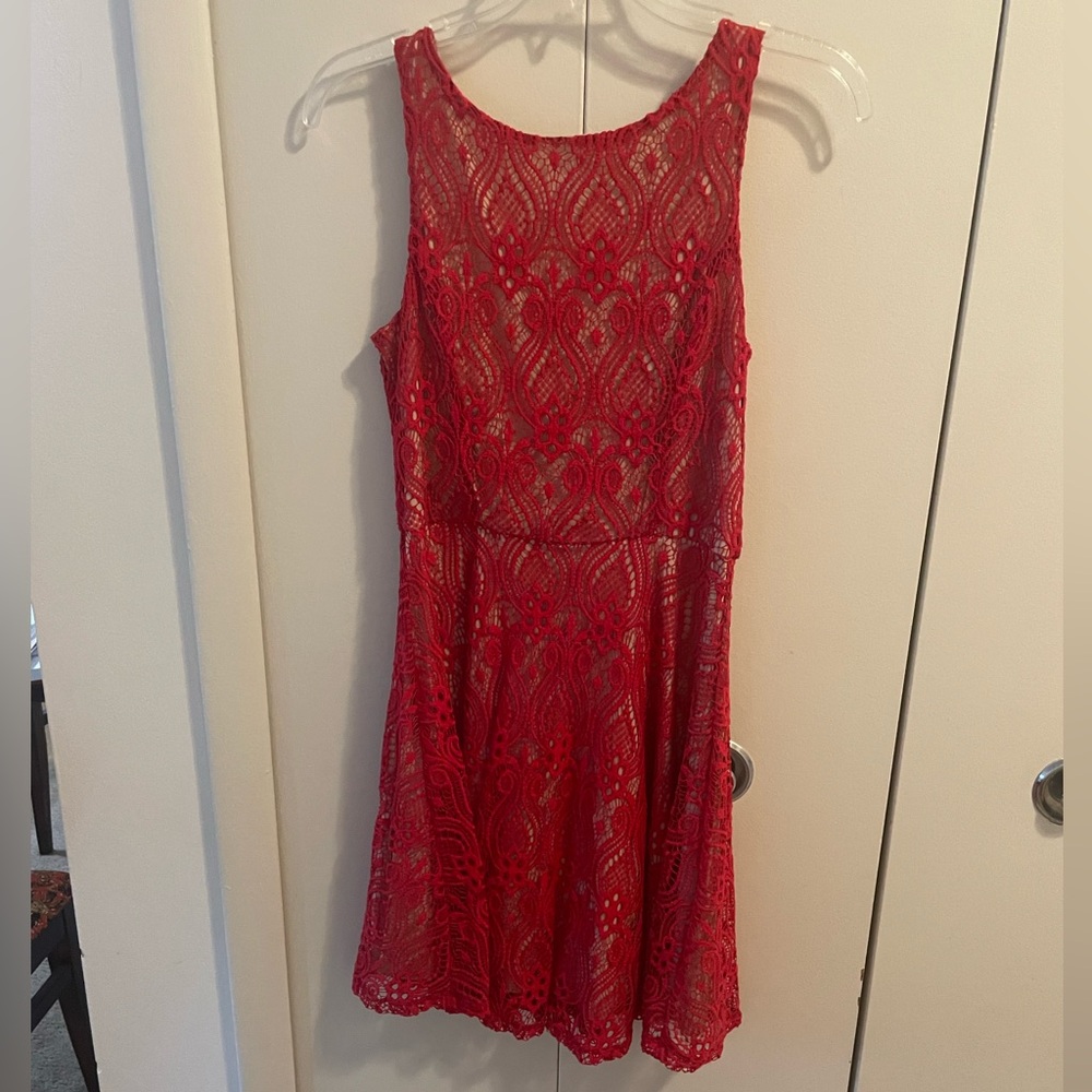 Red lace mini dress size medium